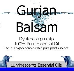 Gurjan Balsam Essential Oil Label