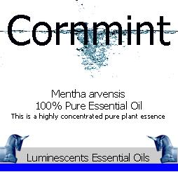 cornmint essential oil label