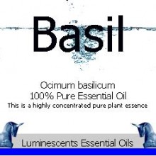 Basil essential oil label