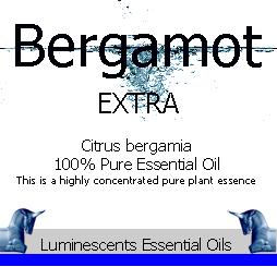 Bergamot Extra essential oil label