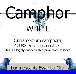 white camphor essential oil label