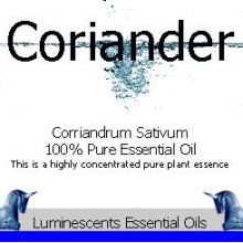 coriander essential oil label