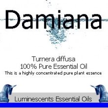damiana essential oil label