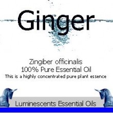 ginger essential oil label