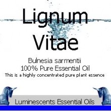 lignum vitae essential oil label