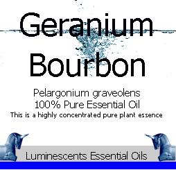 bourbon geranium essential oil label