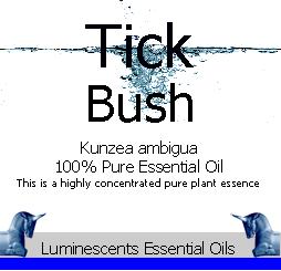 tick bush essential oil label