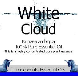white cloud essential oil label