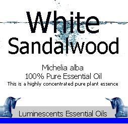 white sandalwood essential oil label