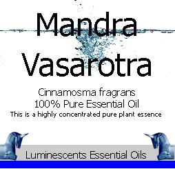 mandravasarotra essential oil label