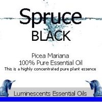 black spruce essential oil label