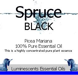 black spruce essential oil label
