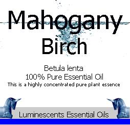 mahogany birch essential oil label
