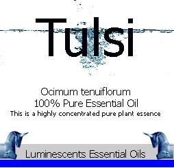 tulsi essential oil label