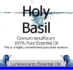 holy basil essential oil label