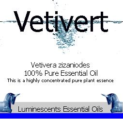 Vetivert essential oil label