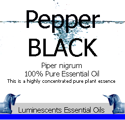 black pepper essential oil label
