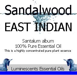 sandalwood east indian essential oil label
