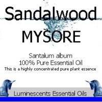 sandalwood mysore essential oil label
