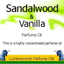 Sandalwood and vanilla perfume oil label